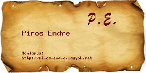 Piros Endre névjegykártya